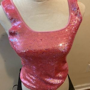 A beautiful pink stretch sequence top sz  M